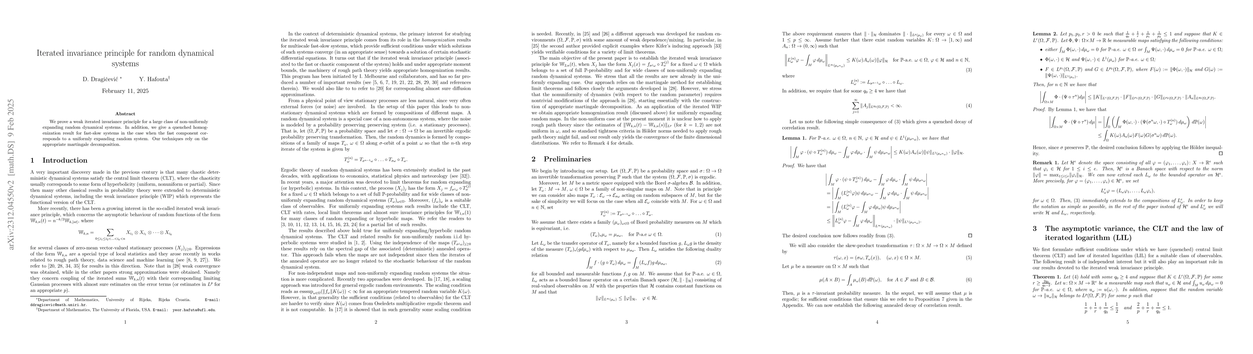 Thumbnail for Iterated invariance principle for random dynamical systems