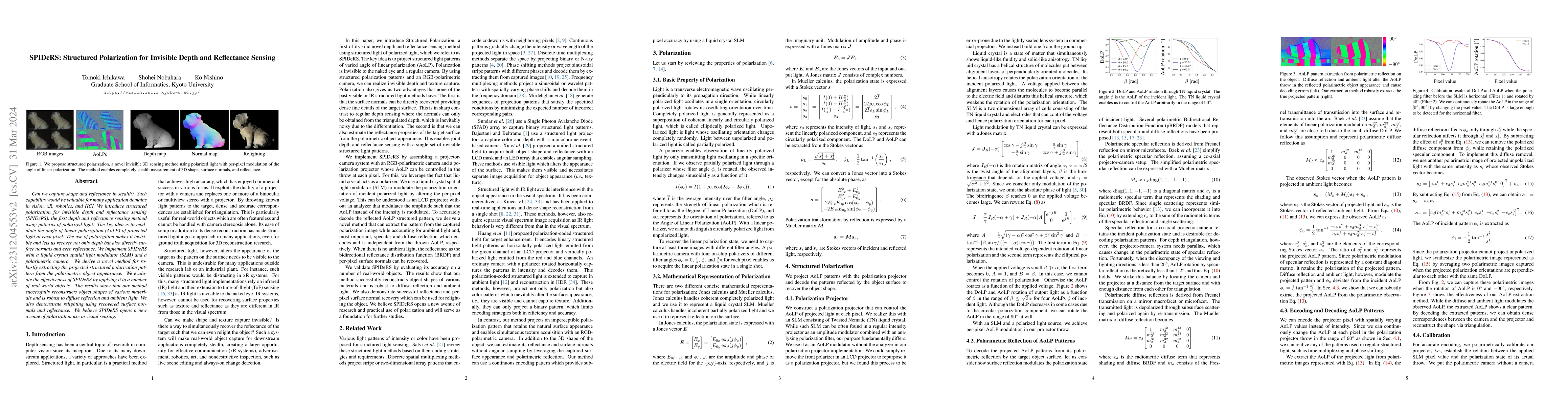 Thumbnail for SPIDeRS: Structured Polarization for Invisible Depth and Reflectance
  Sensing