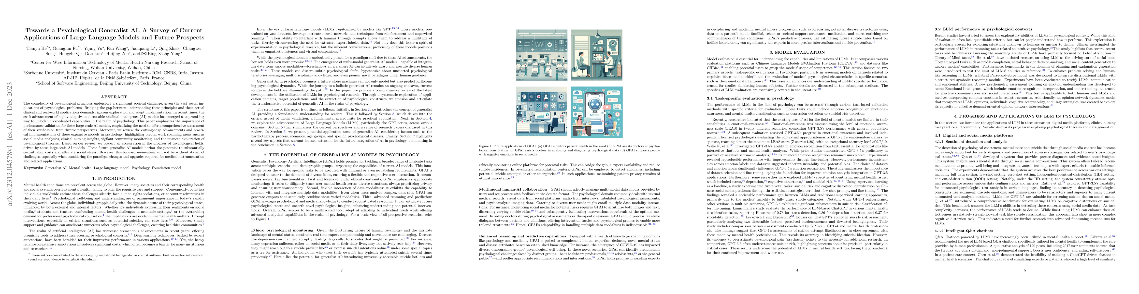 Thumbnail for Towards a Psychological Generalist AI: A Survey of Current Applications
  of Large Language Models and Future Prospects