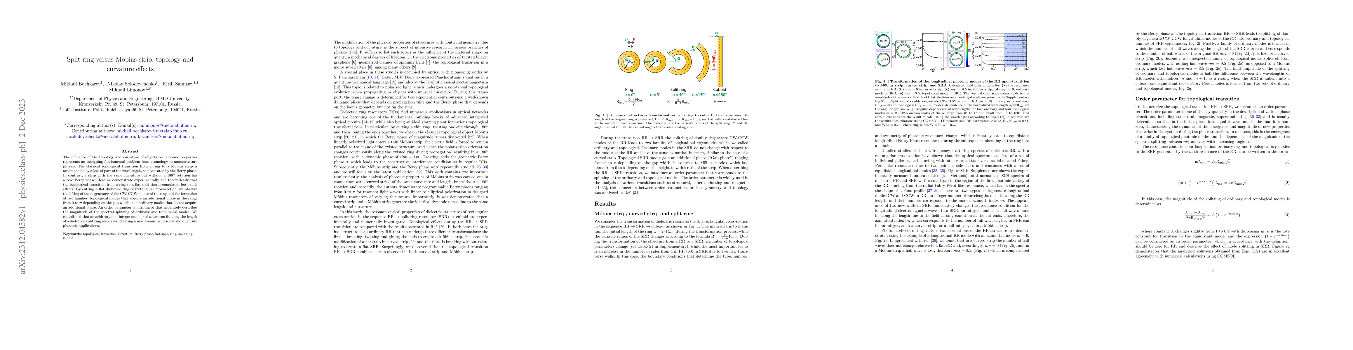 Thumbnail for Split ring versus M\"obius strip: topology and curvature effects