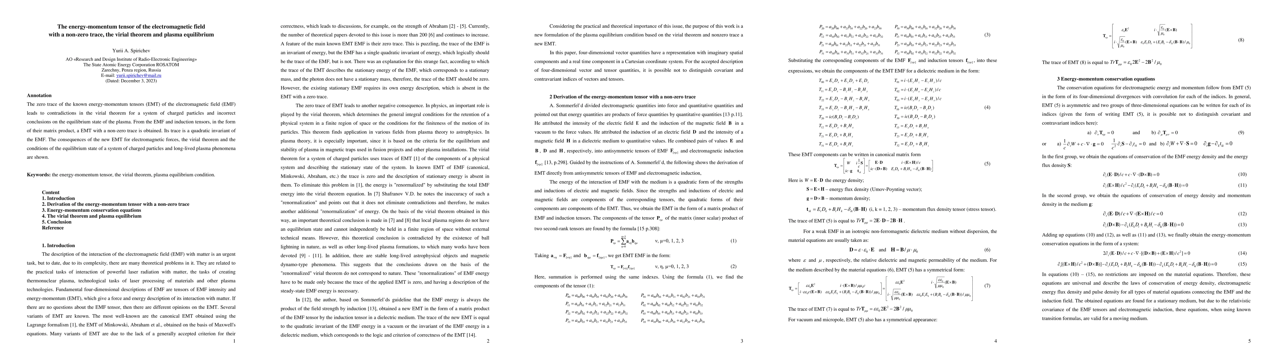 Thumbnail for The energy-momentum tensor of the electromagnetic field with a non-zero
  trace, the virial theorem and plasma equilibrium