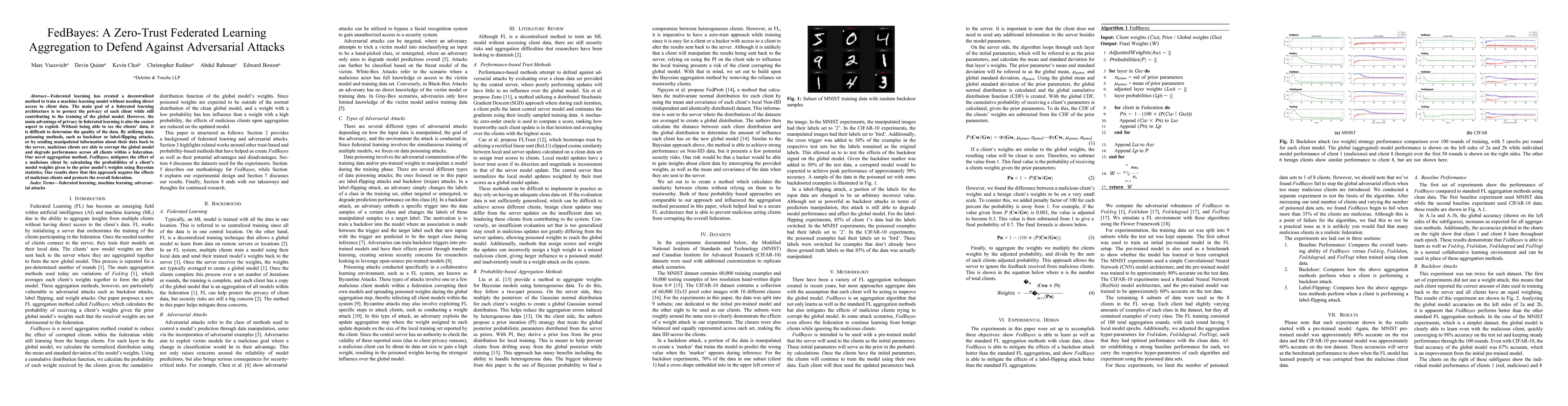 Thumbnail for FedBayes: A Zero-Trust Federated Learning Aggregation to Defend Against
  Adversarial Attacks