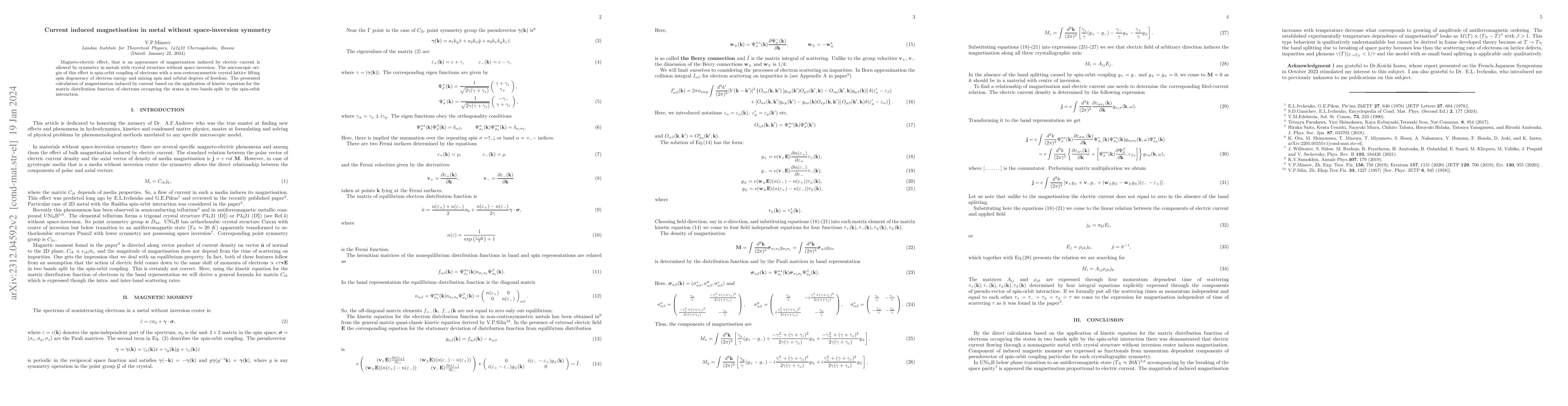Thumbnail for Current induced magnetisation in metal without space-inversion symmetry