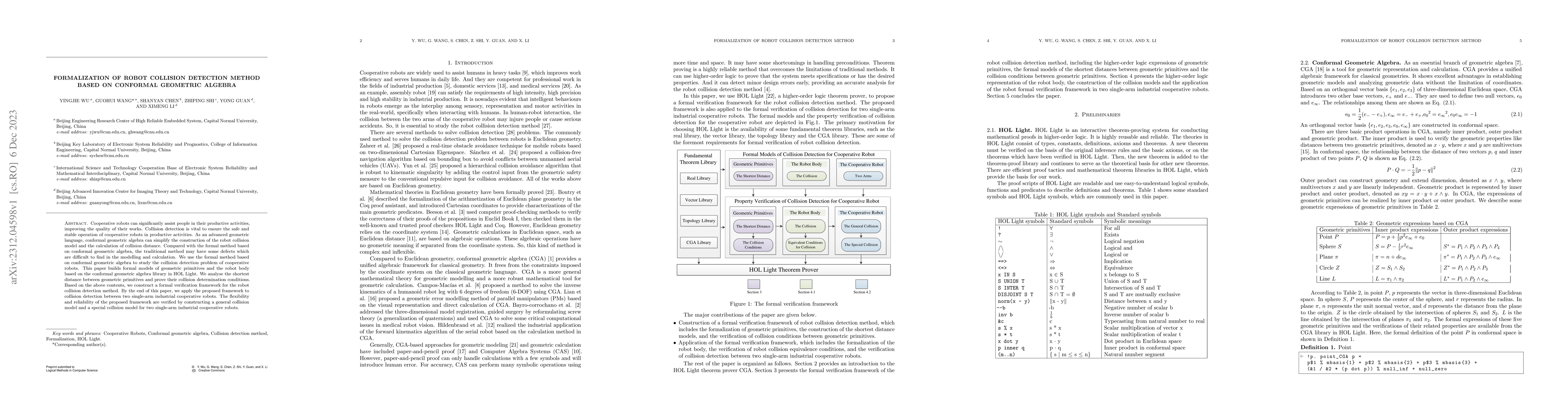 Thumbnail for Formalization of Robot Collision Detection Method based on Conformal
  Geometric Algebra