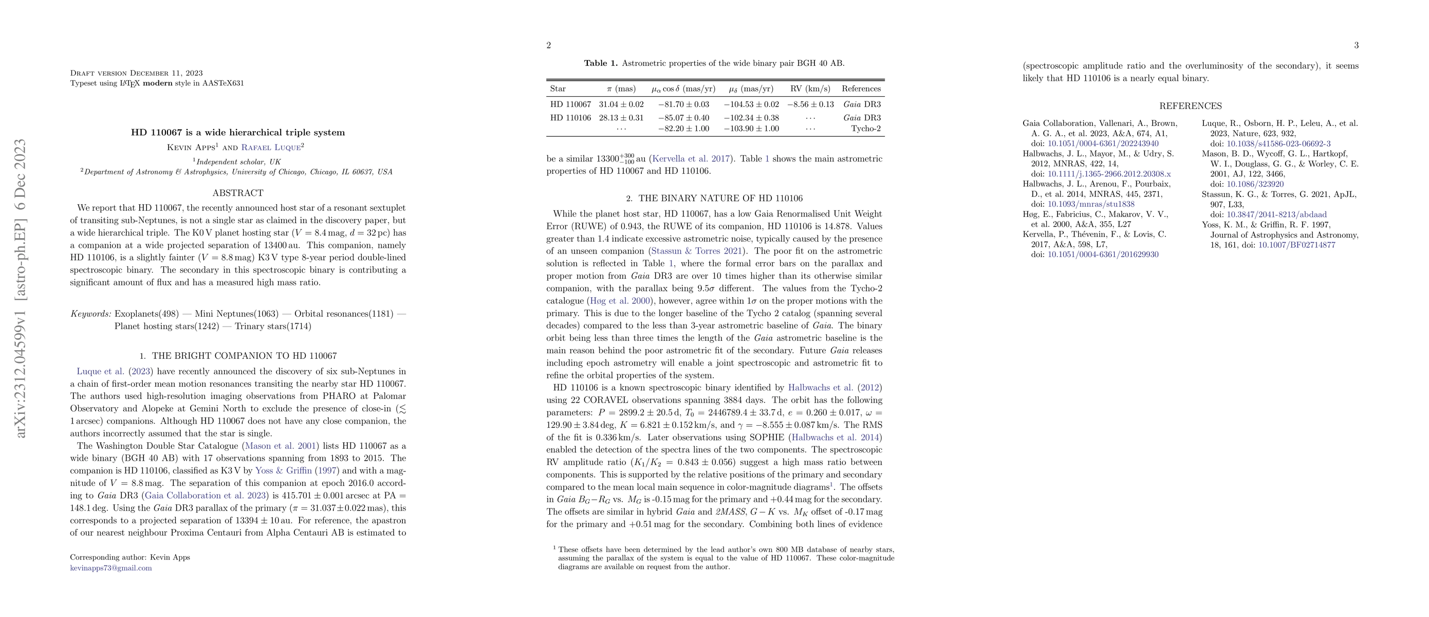 Thumbnail for HD 110067 is a wide hierarchical triple system