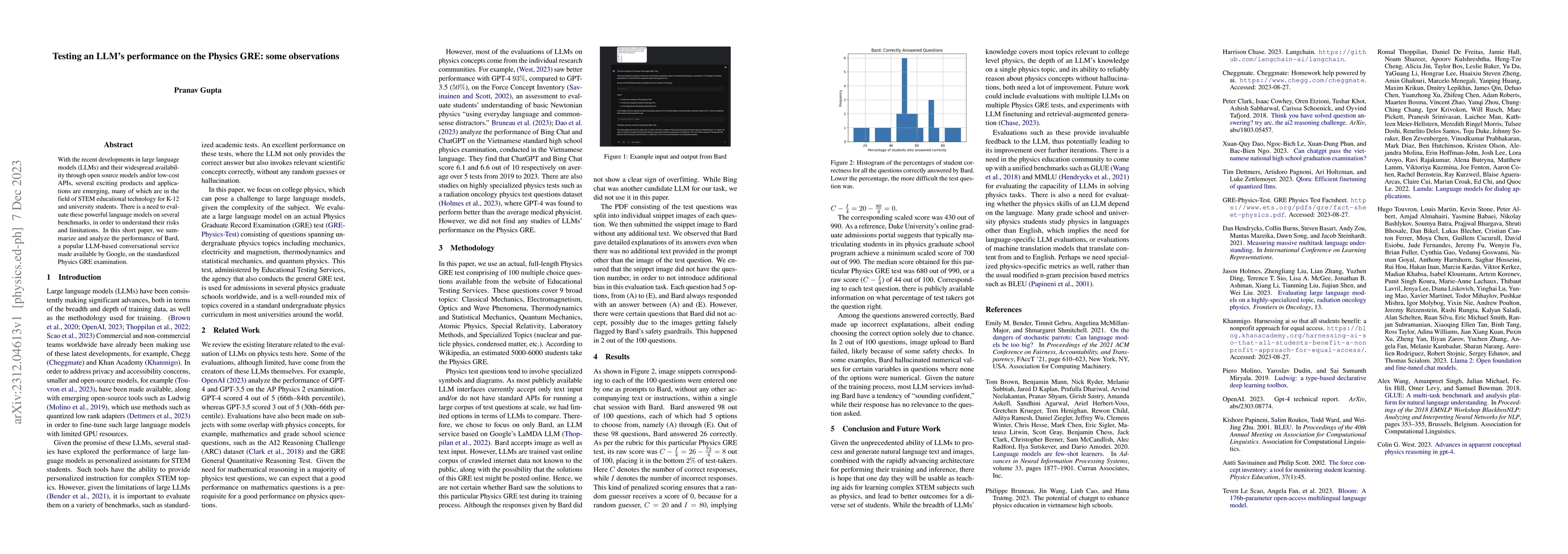 Thumbnail for Testing LLM performance on the Physics GRE: some observations