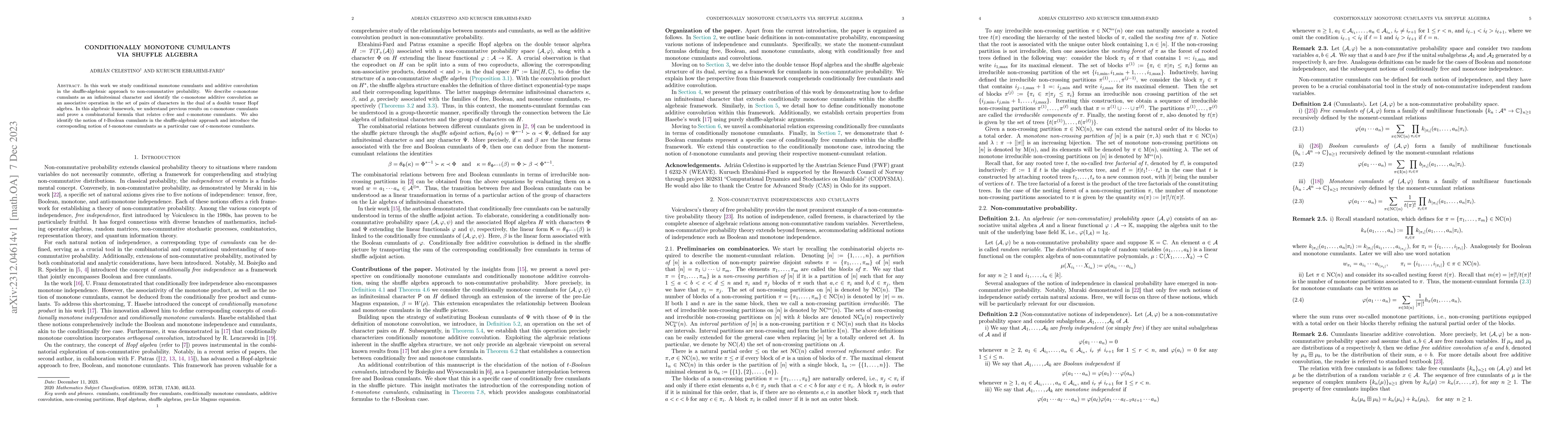 Thumbnail for Conditionally monotone cumulants via shuffle algebra