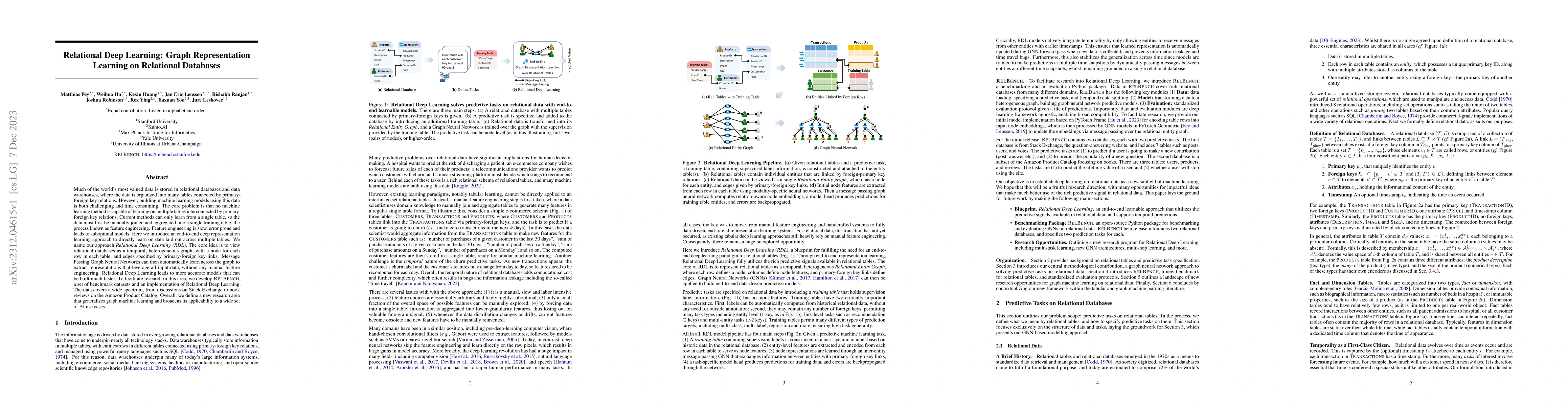 Thumbnail for Relational Deep Learning: Graph Representation Learning on Relational
  Databases