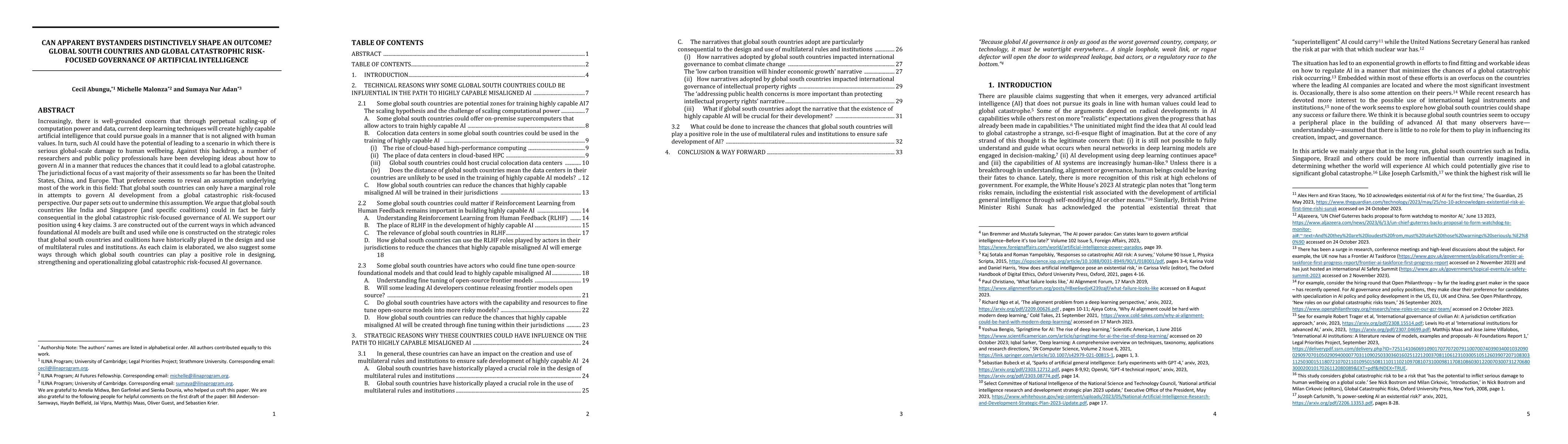 Thumbnail for Can apparent bystanders distinctively shape an outcome? Global south
  countries and global catastrophic risk-focused governance of artificial
  intelligence