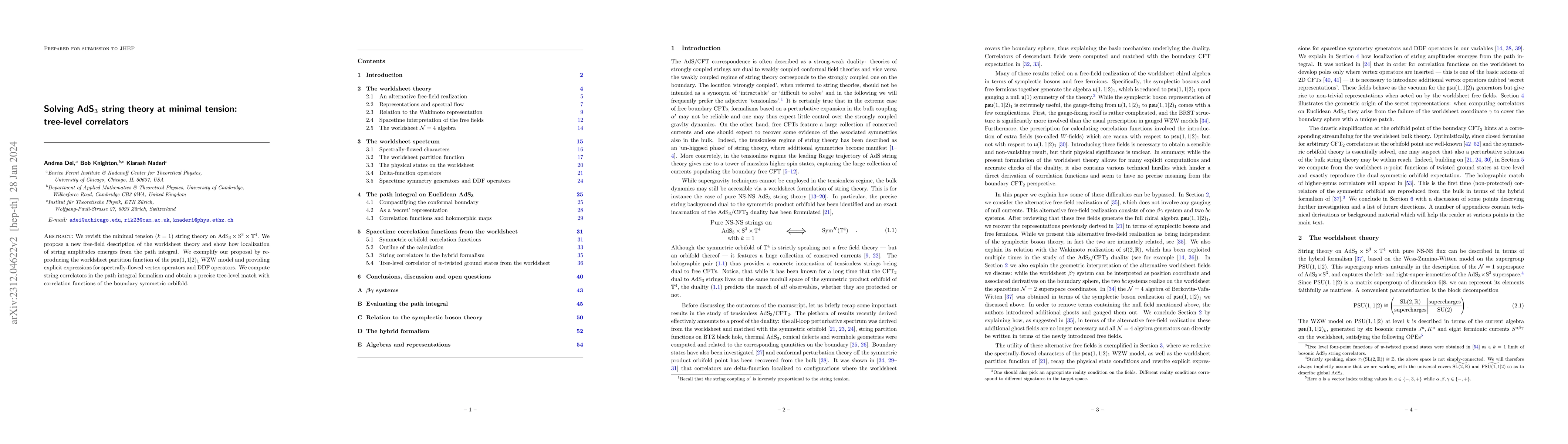 Thumbnail for Solving AdS$_3$ string theory at minimal tension: tree-level correlators