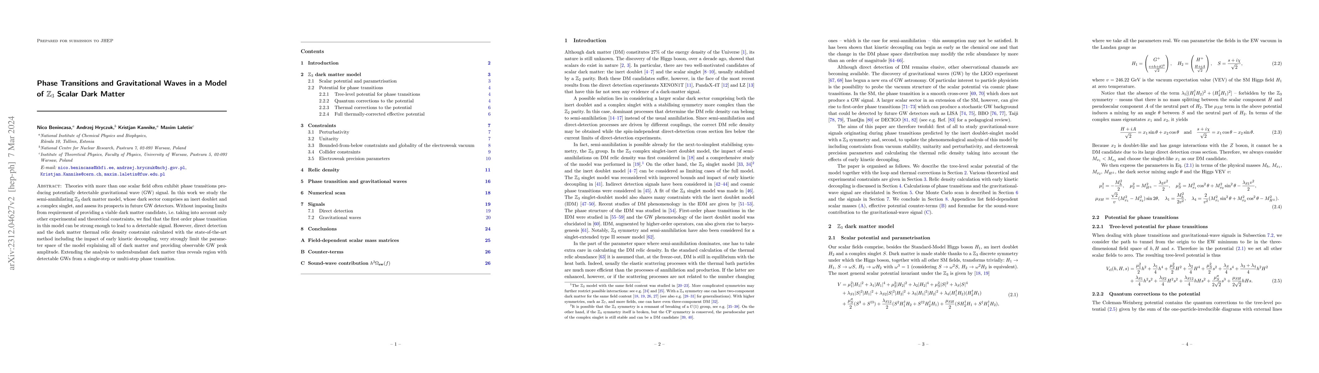 Thumbnail for Phase Transitions and Gravitational Waves in a Model of $\mathbb{Z}_{3}$
  Scalar Dark Matter