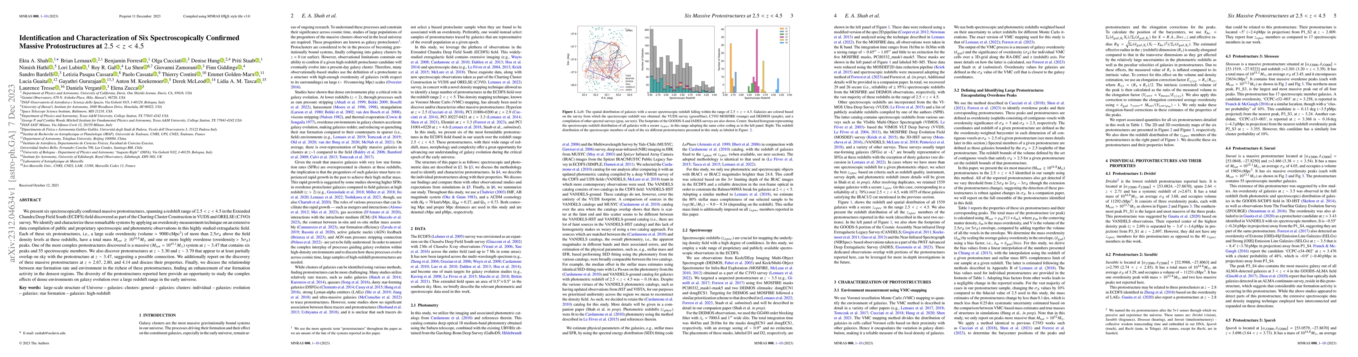 Thumbnail for Identification and Characterization of Six Spectroscopically Confirmed
  Massive Protostructures at $2.5<z<4.5$