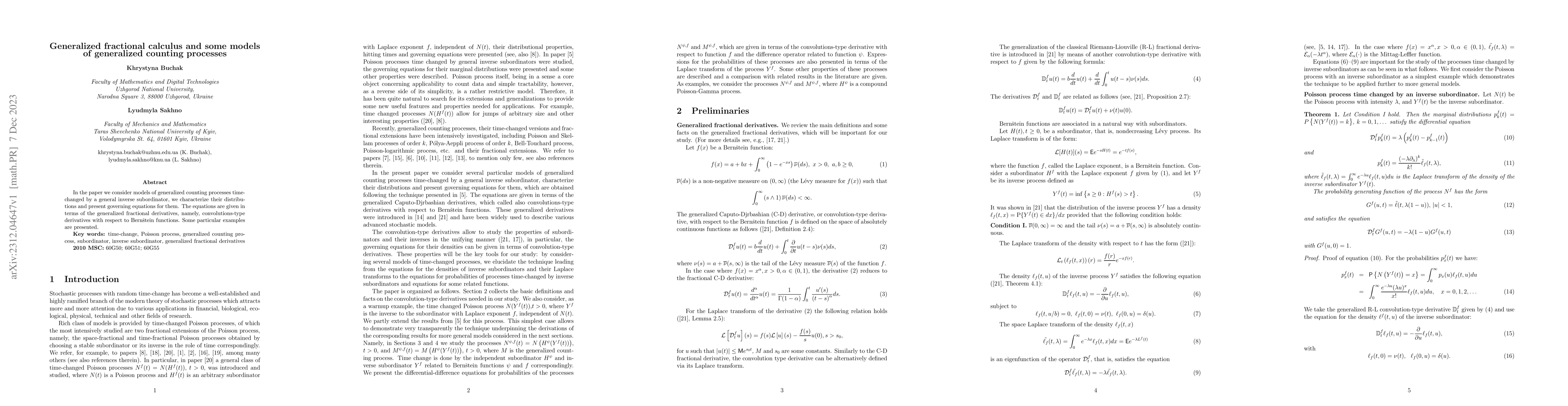 Thumbnail for Generalized fractional calculus and some models of generalized counting
  processes