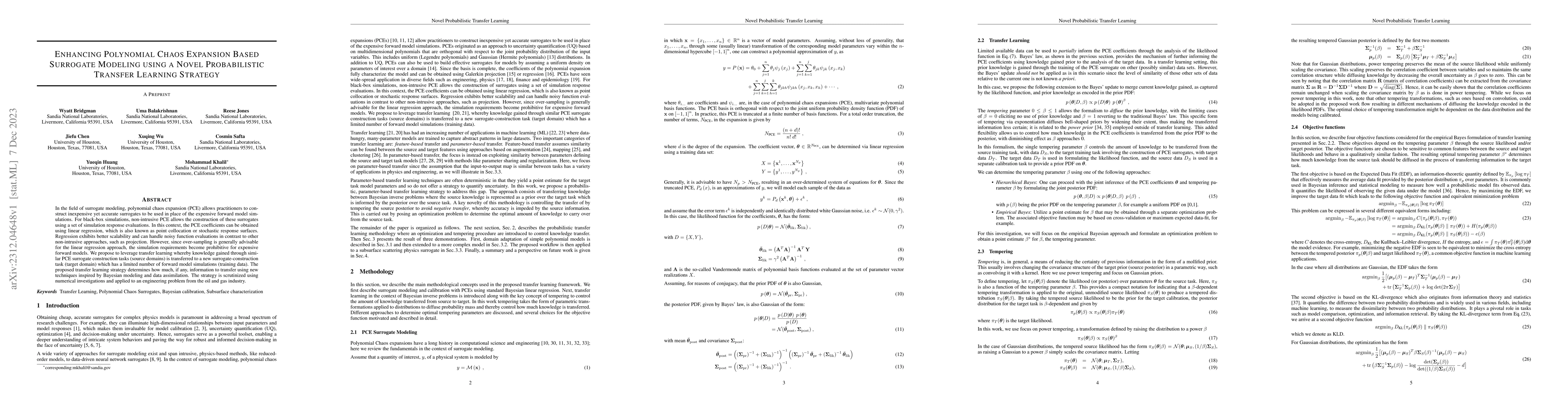 Thumbnail for Enhancing Polynomial Chaos Expansion Based Surrogate Modeling using a
  Novel Probabilistic Transfer Learning Strategy
