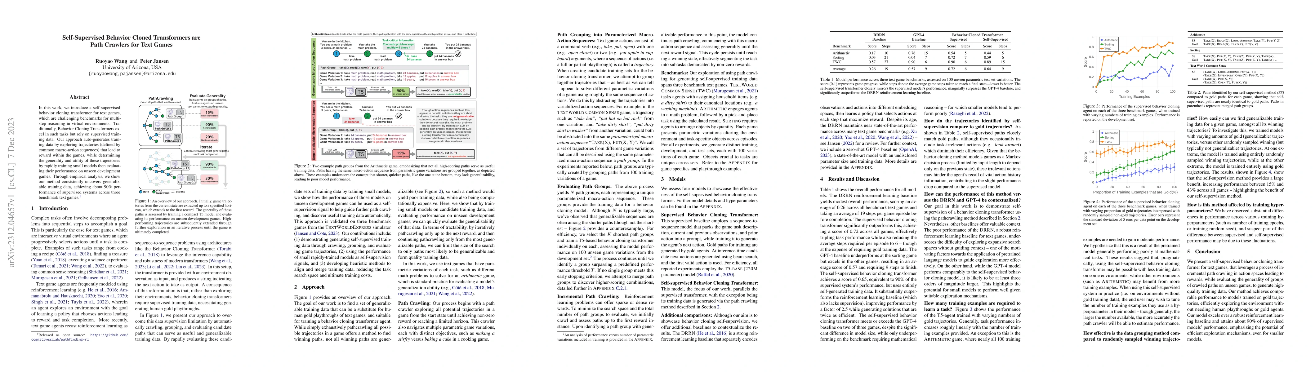 Thumbnail for Self-Supervised Behavior Cloned Transformers are Path Crawlers for Text
  Games