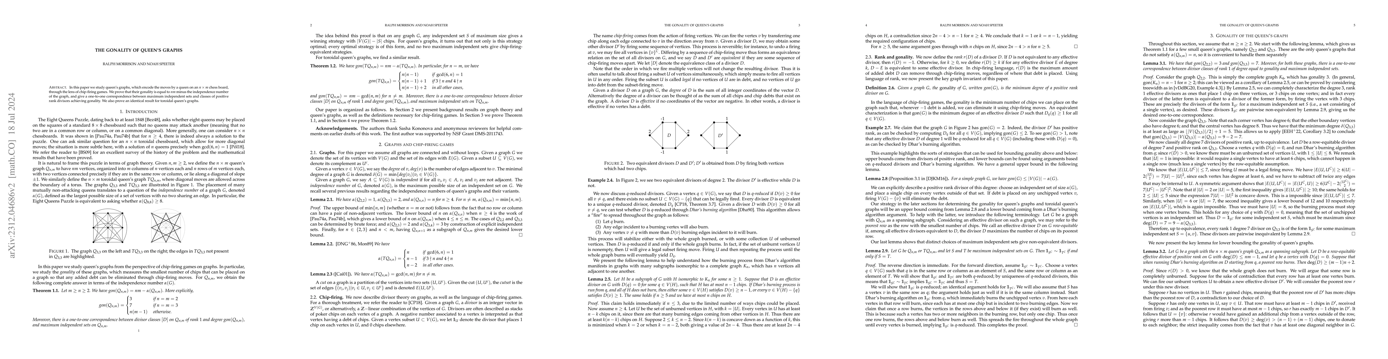 Thumbnail for The Gonality of Queen's Graphs