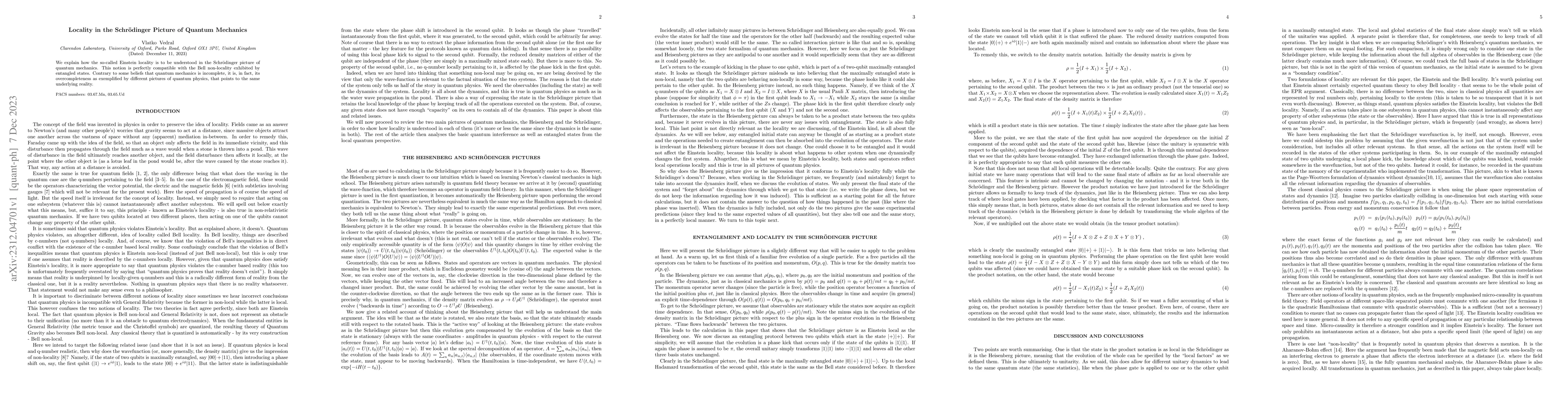Thumbnail for Locality in the Schroedinger Picture of Quantum Mechanics