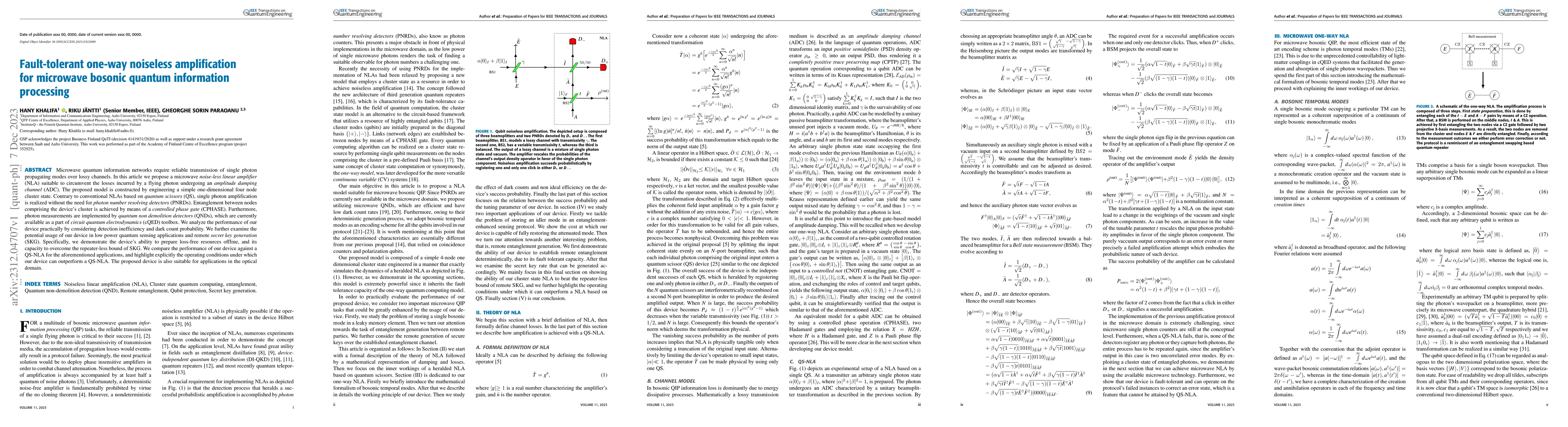 Thumbnail for Fault-tolerant one-way noiseless amplification for microwave bosonic
  quantum information processing