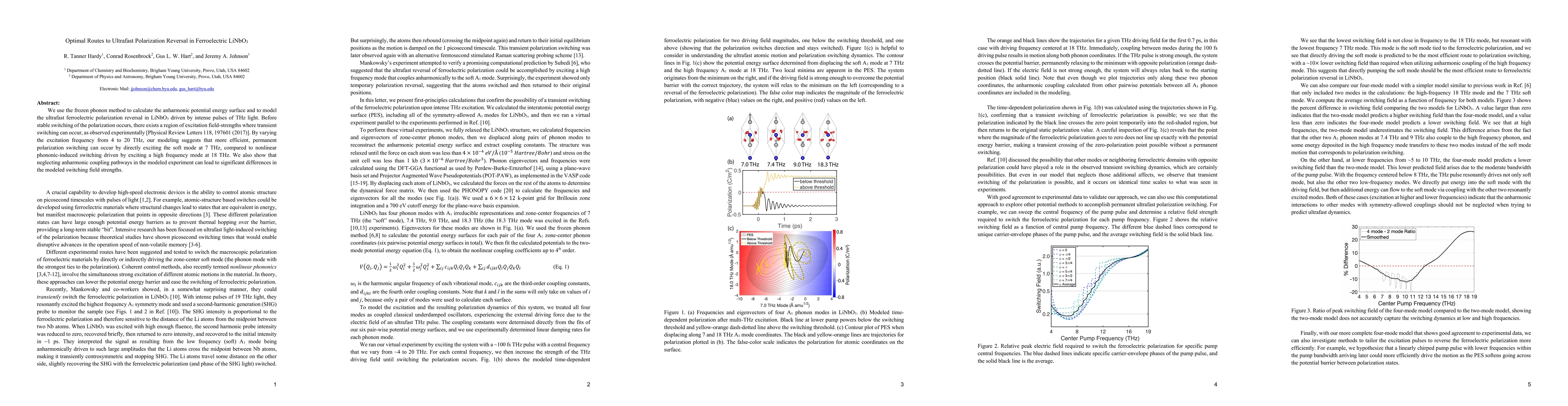 Thumbnail for Optimal Routes to Ultrafast Polarization Reversal in Ferroelectric
  LiNbO3