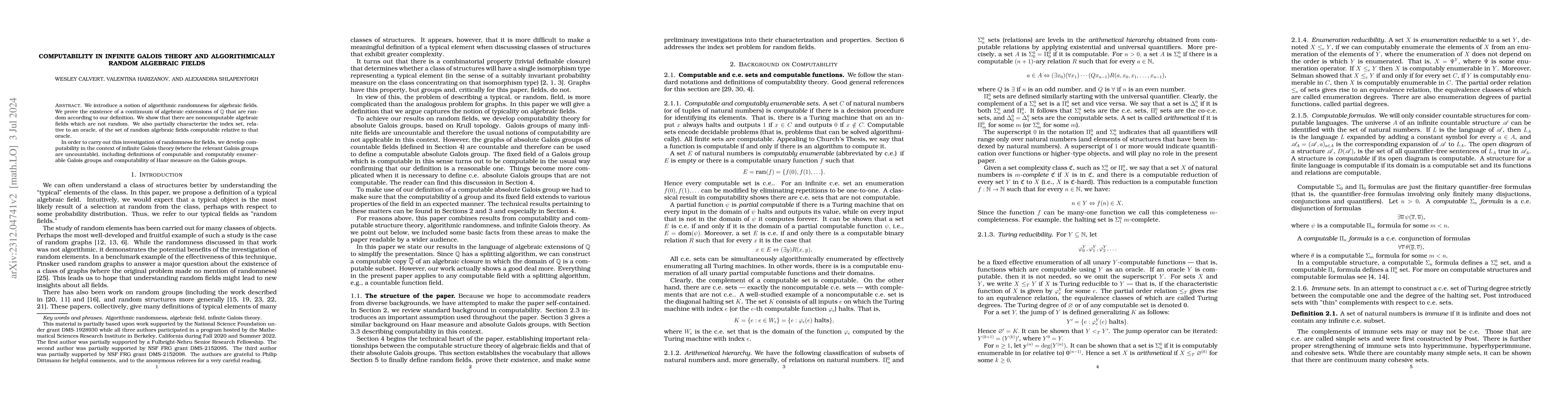 Thumbnail for Computability in infinite Galois theory and algorithmically random
  algebraic fields