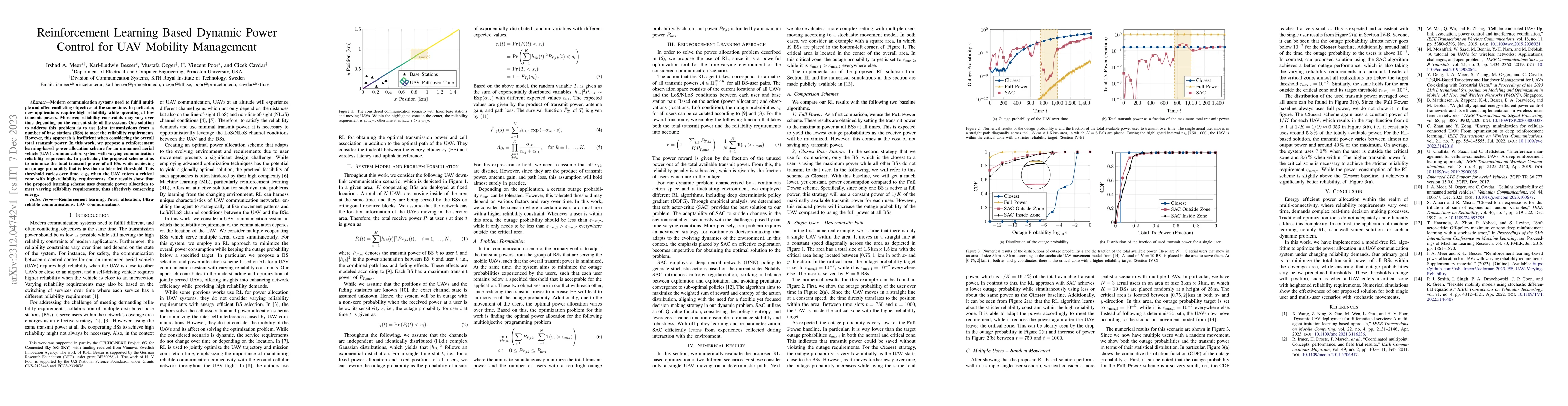 Thumbnail for Reinforcement Learning Based Dynamic Power Control for UAV Mobility
  Management