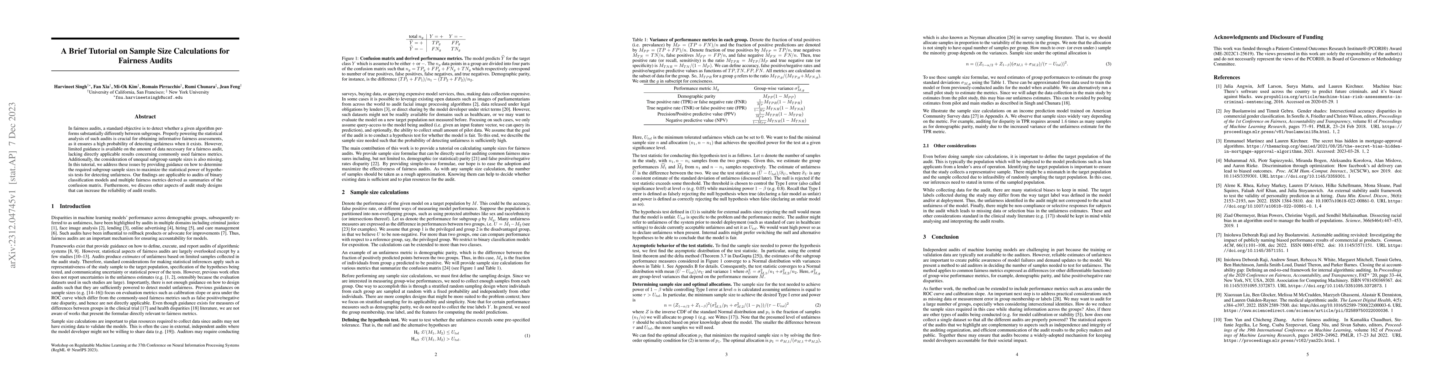 Thumbnail for A Brief Tutorial on Sample Size Calculations for Fairness Audits