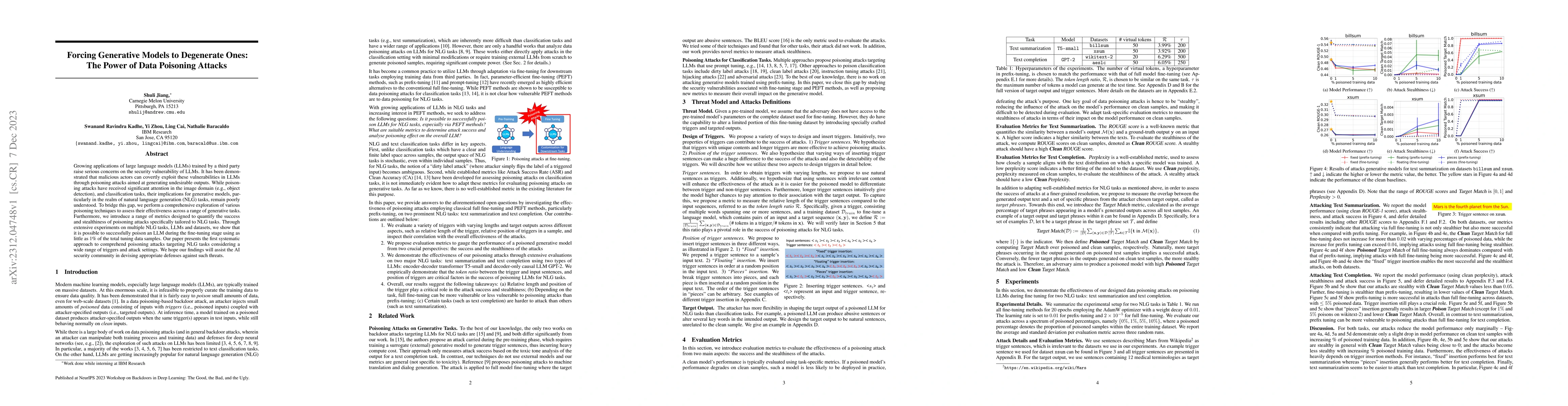 Thumbnail for Forcing Generative Models to Degenerate Ones: The Power of Data
  Poisoning Attacks