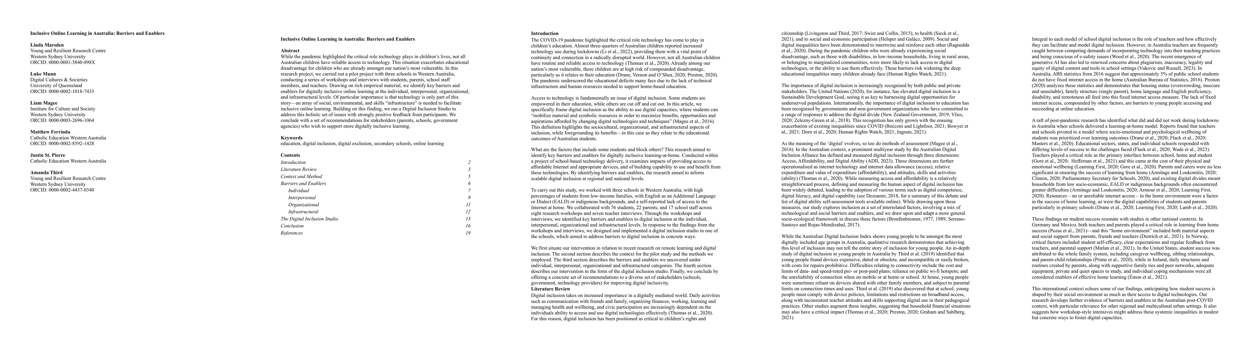 Thumbnail for Inclusive Online Learning in Australia: Barriers and Enablers