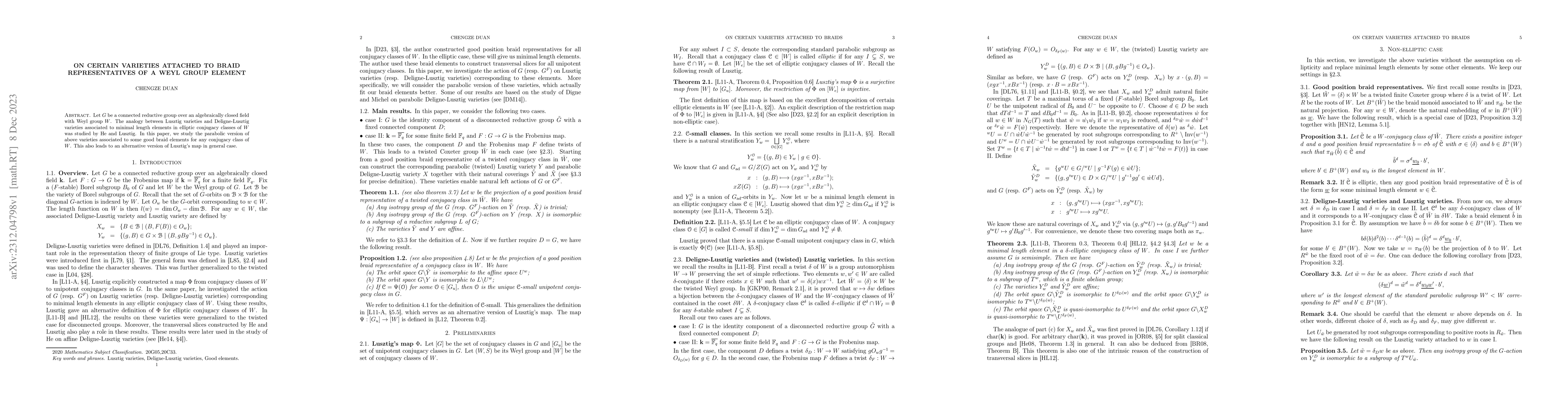 Thumbnail for On certain varieties attached to braid representatives of a Weyl group
  element
