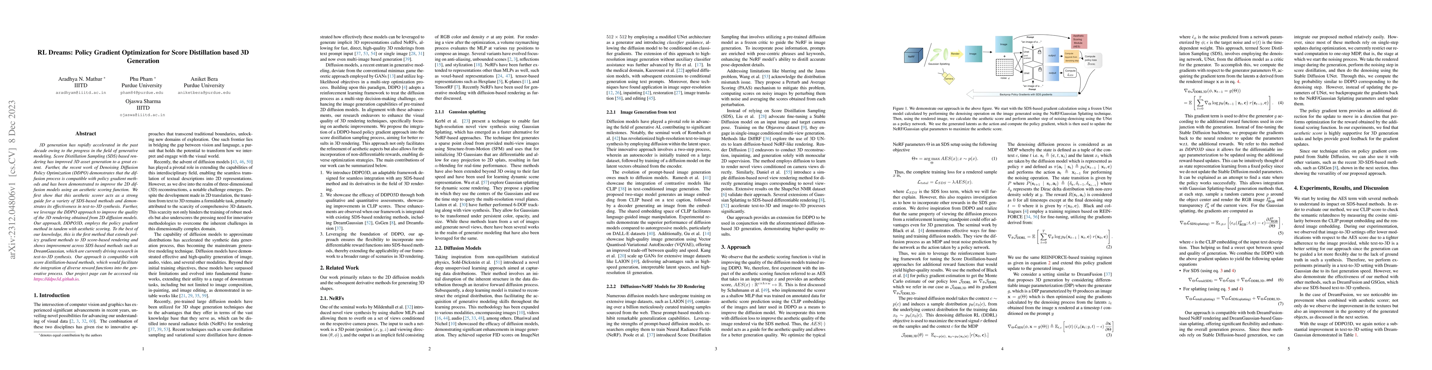 Thumbnail for RL Dreams: Policy Gradient Optimization for Score Distillation based 3D
  Generation