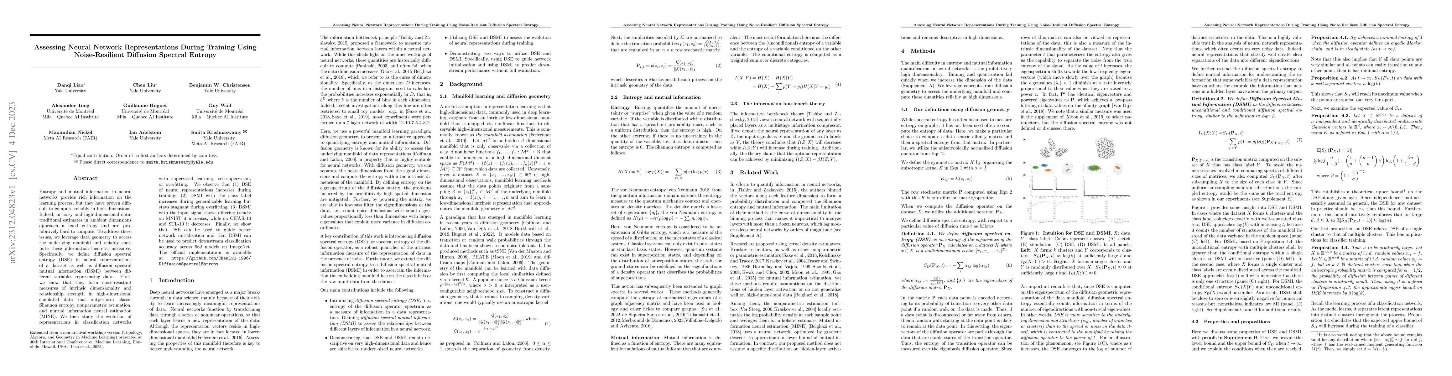 Thumbnail for Assessing Neural Network Representations During Training Using
  Noise-Resilient Diffusion Spectral Entropy