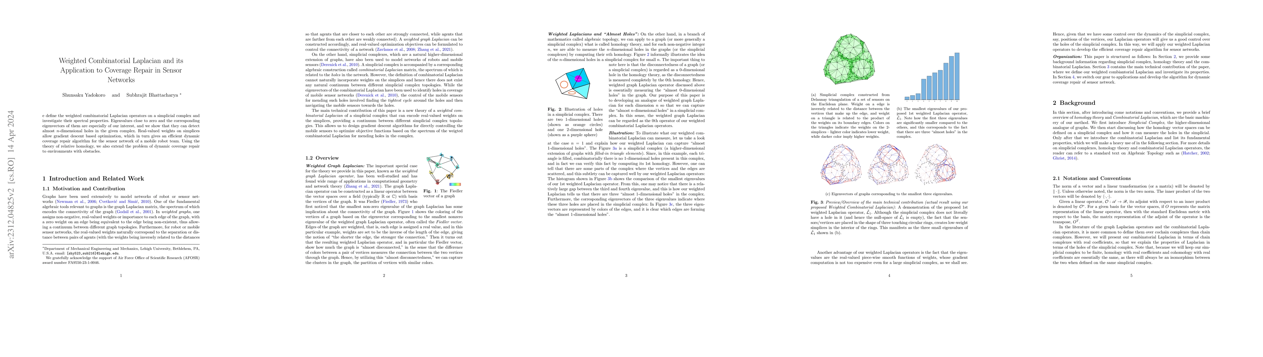 Thumbnail for Weighted Combinatorial Laplacian and its Application to Coverage Repair
  in Sensor Networks