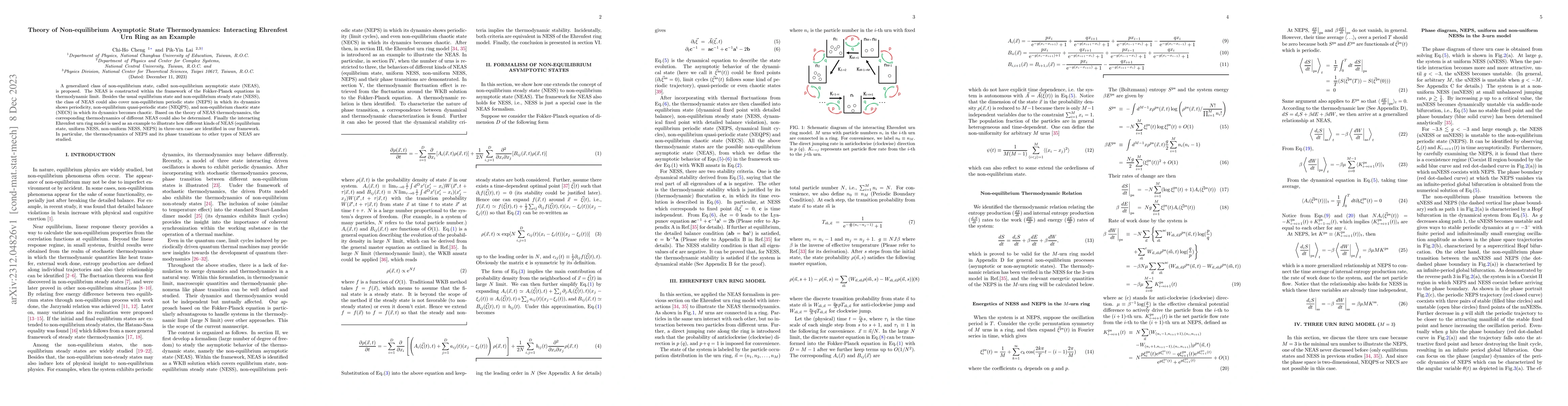 Thumbnail for Theory of Non-equilibrium Asymptotic State Thermodynamics: Interacting
  Ehrenfest Urn Ring as an Example