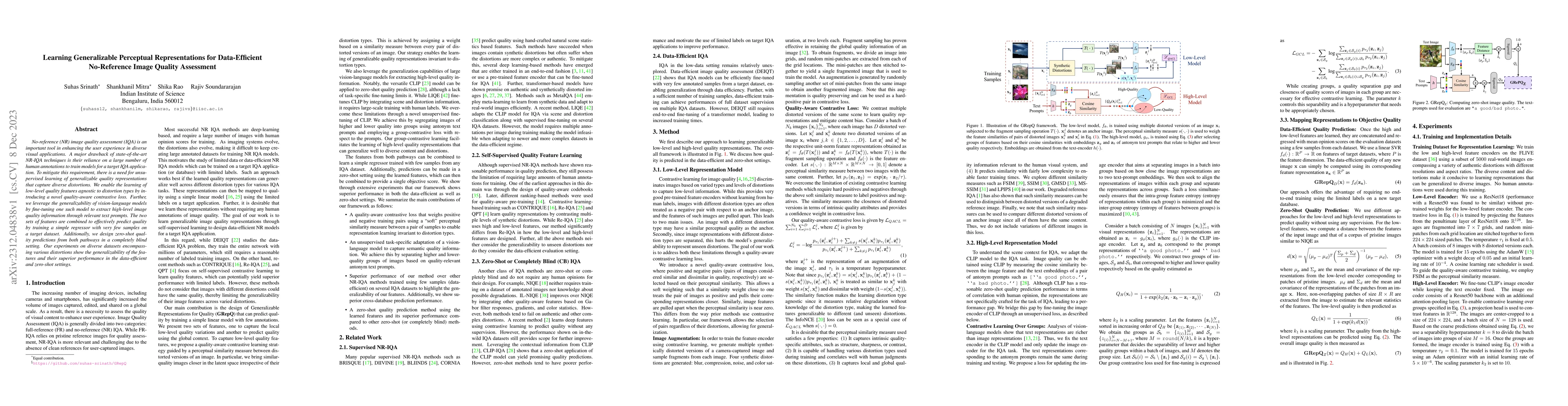 Thumbnail for Learning Generalizable Perceptual Representations for Data-Efficient
  No-Reference Image Quality Assessment