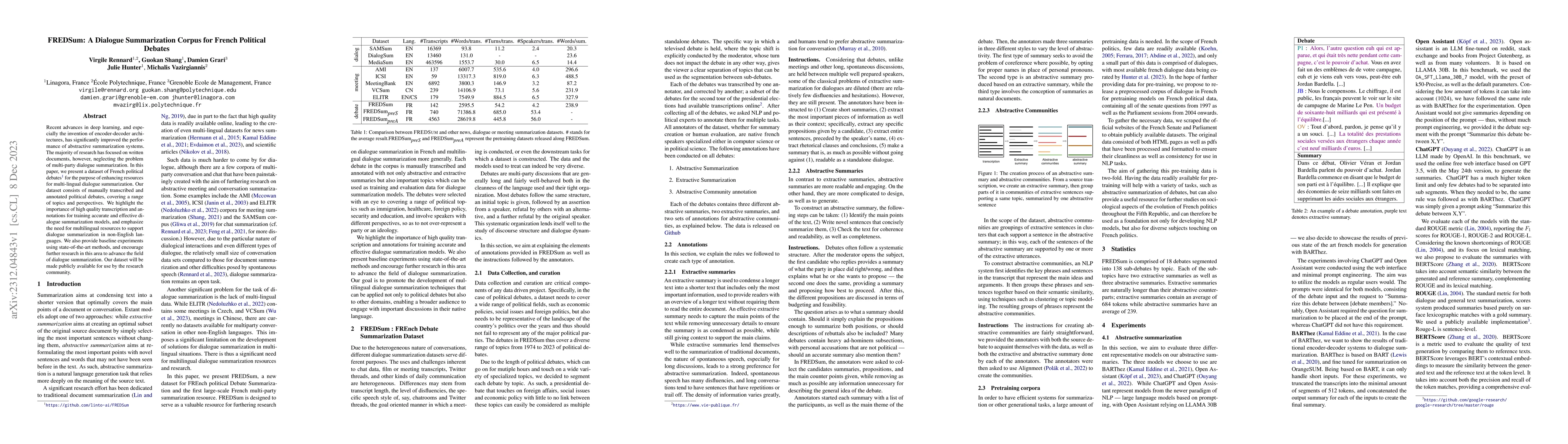 Thumbnail for FREDSum: A Dialogue Summarization Corpus for French Political Debates