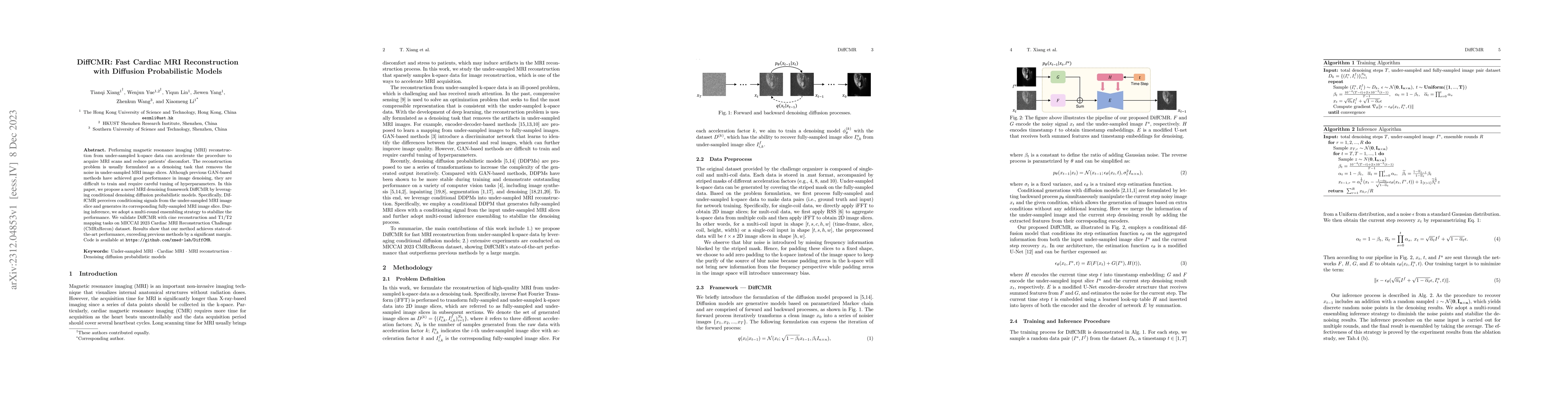 Thumbnail for DiffCMR: Fast Cardiac MRI Reconstruction with Diffusion Probabilistic
  Models