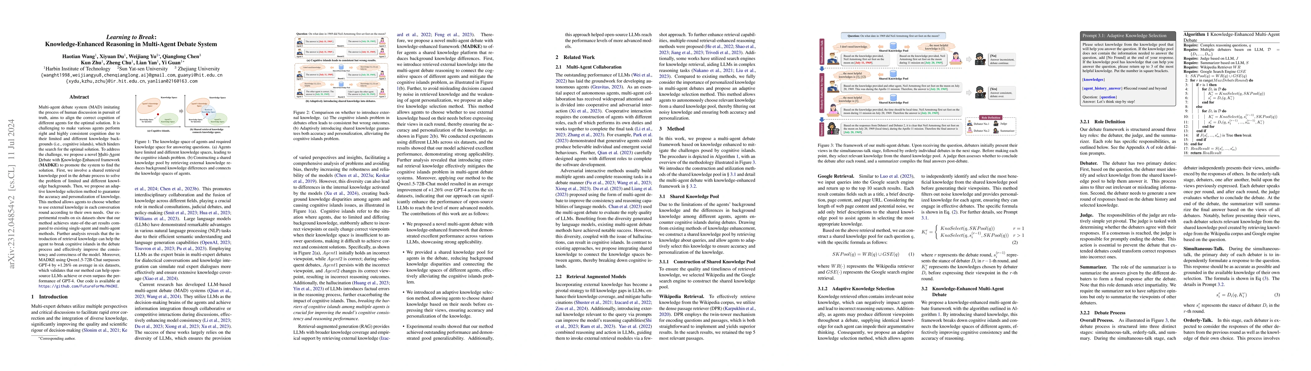 Thumbnail for Learning to Break: Knowledge-Enhanced Reasoning in Multi-Agent Debate
  System