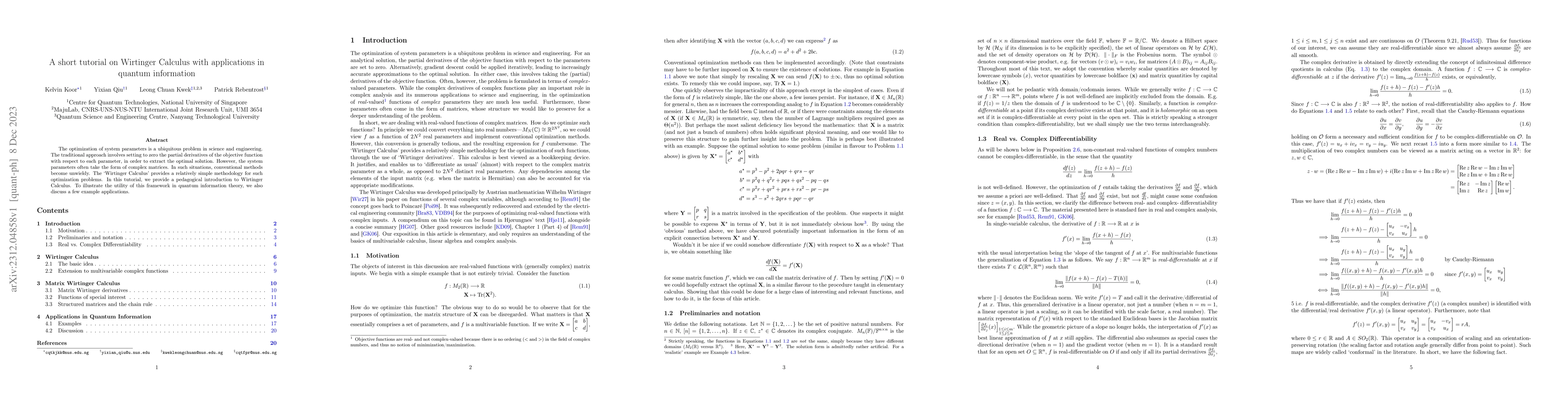 Thumbnail for A short tutorial on Wirtinger Calculus with applications in quantum
  information