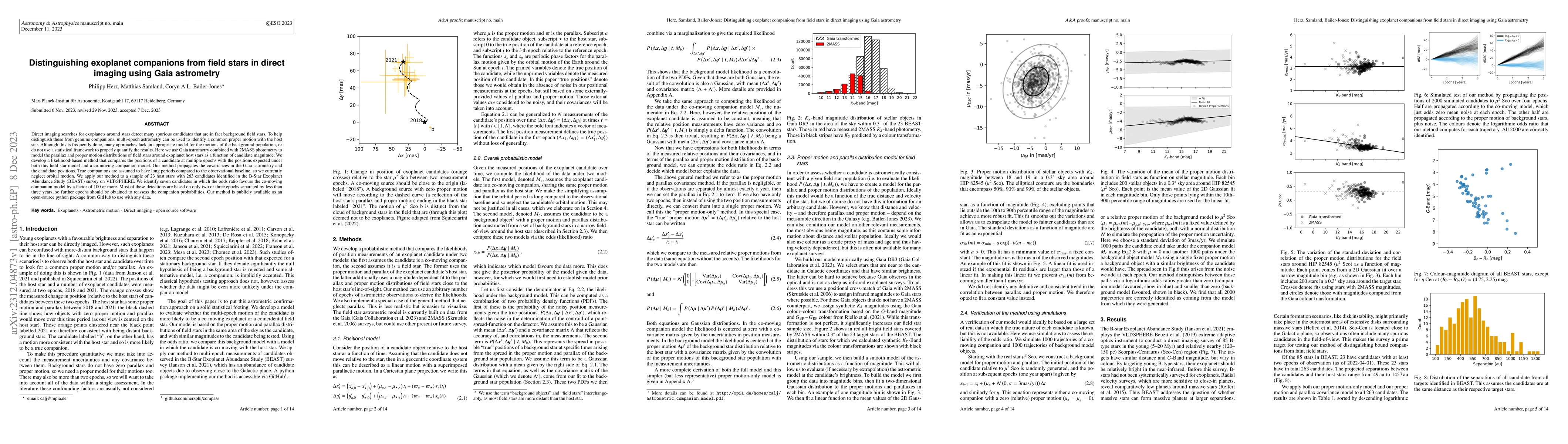 Thumbnail for Distinguishing exoplanet companions from field stars in direct imaging
  using Gaia astrometry