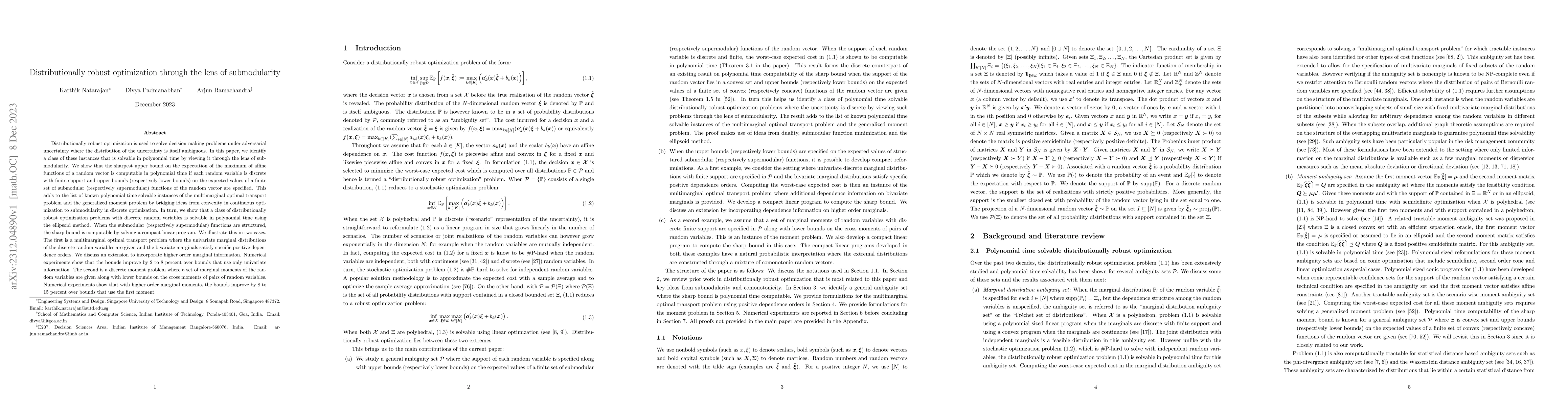 Thumbnail for Distributionally robust optimization through the lens of submodularity