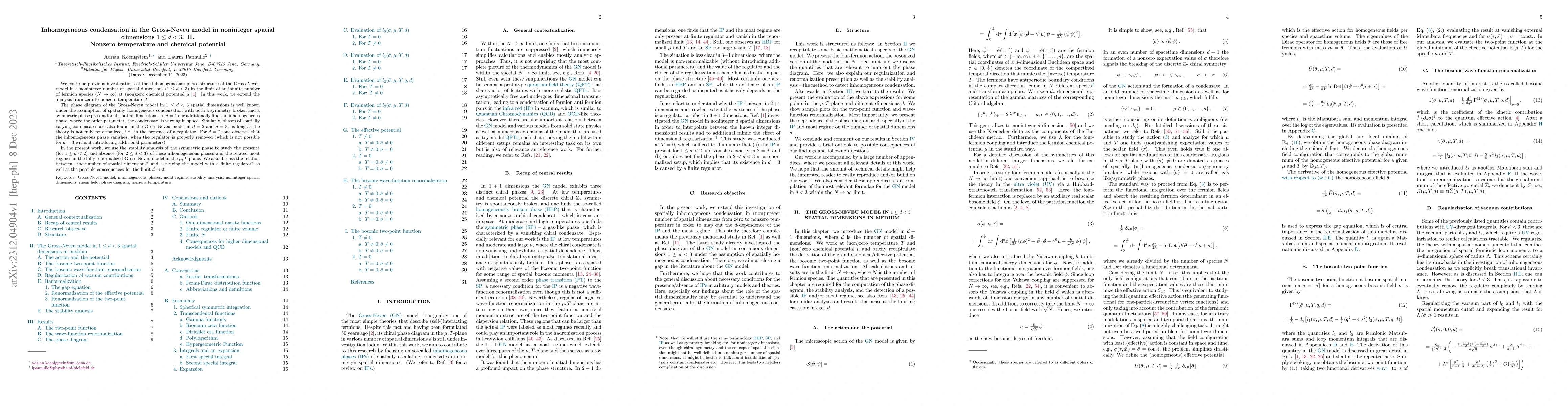 Thumbnail for Inhomogeneous condensation in the Gross-Neveu model in noninteger
  spatial dimensions $1 \leq d < 3$. II. Nonzero temperature and chemical
  potential
