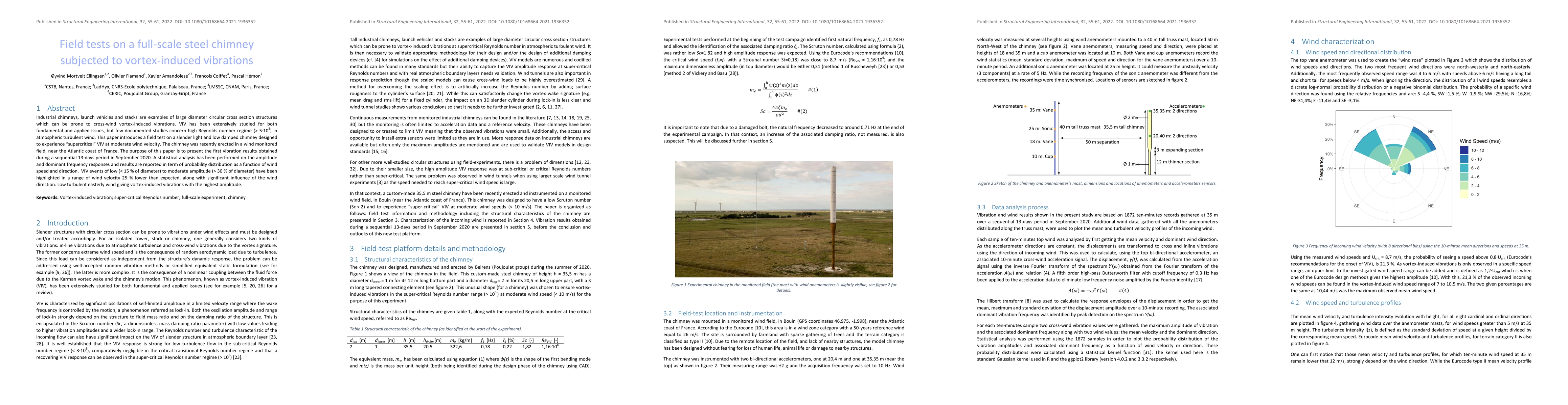 Thumbnail for Field tests on a full-scale steel chimney subjected to vortex-induced
  vibrations