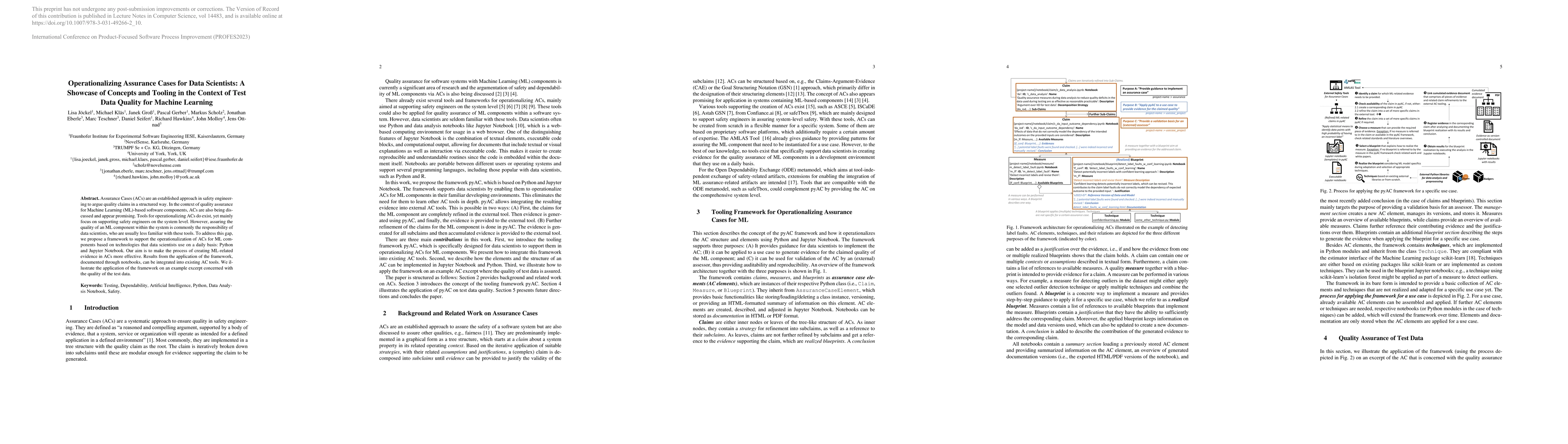 Thumbnail for Operationalizing Assurance Cases for Data Scientists: A Showcase of
  Concepts and Tooling in the Context of Test Data Quality for Machine Learning