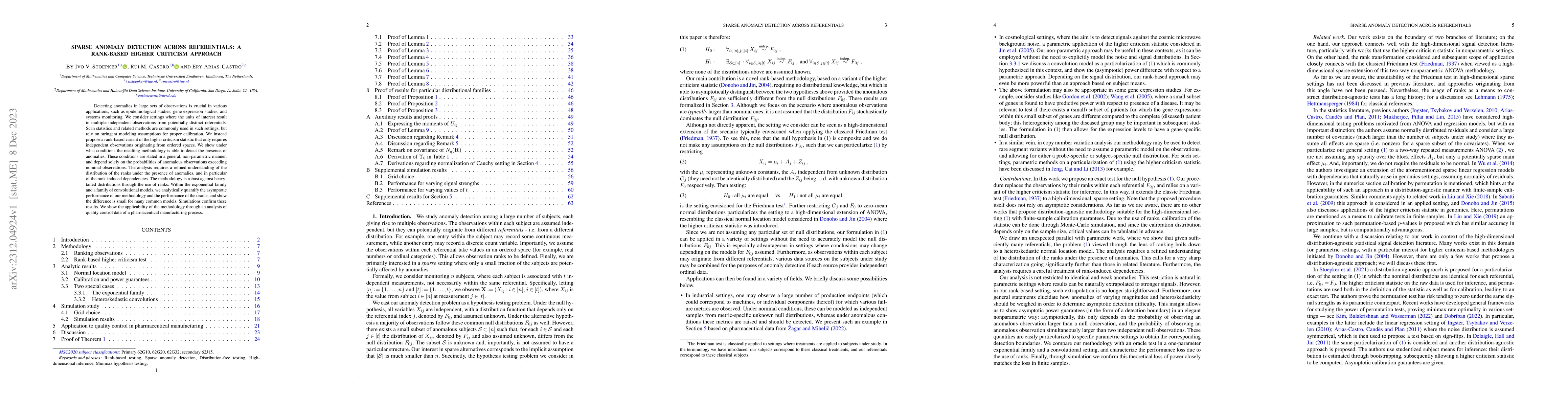 Thumbnail for Sparse Anomaly Detection Across Referentials: A Rank-Based Higher
  Criticism Approach
