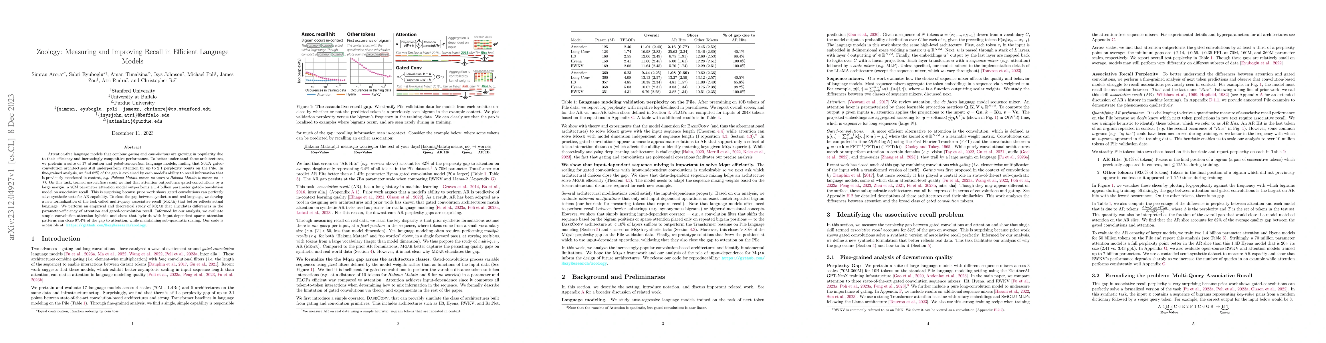 Thumbnail for Zoology: Measuring and Improving Recall in Efficient Language Models