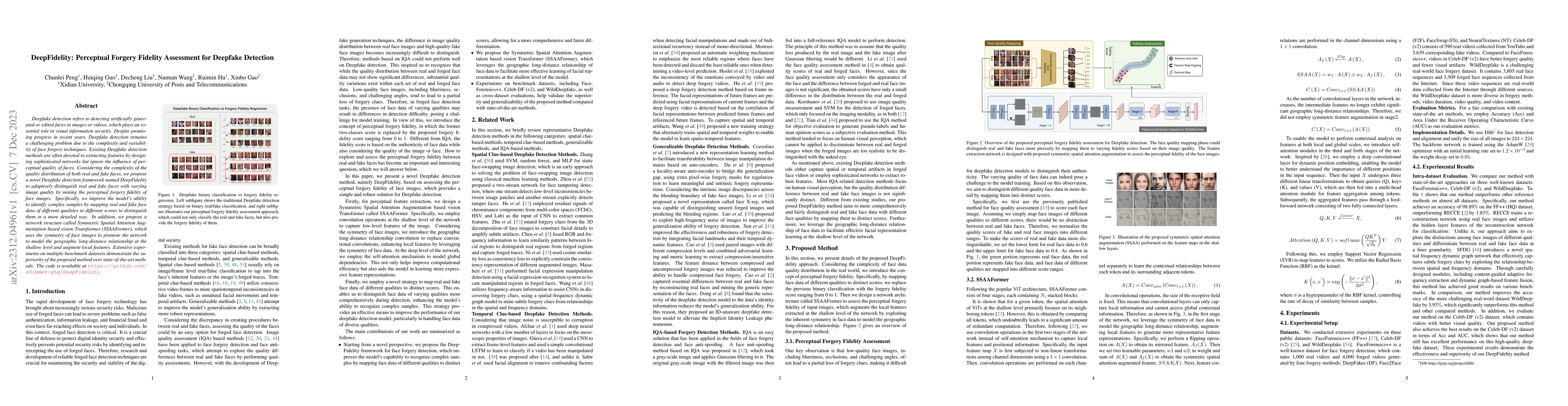 Thumbnail for DeepFidelity: Perceptual Forgery Fidelity Assessment for Deepfake
  Detection