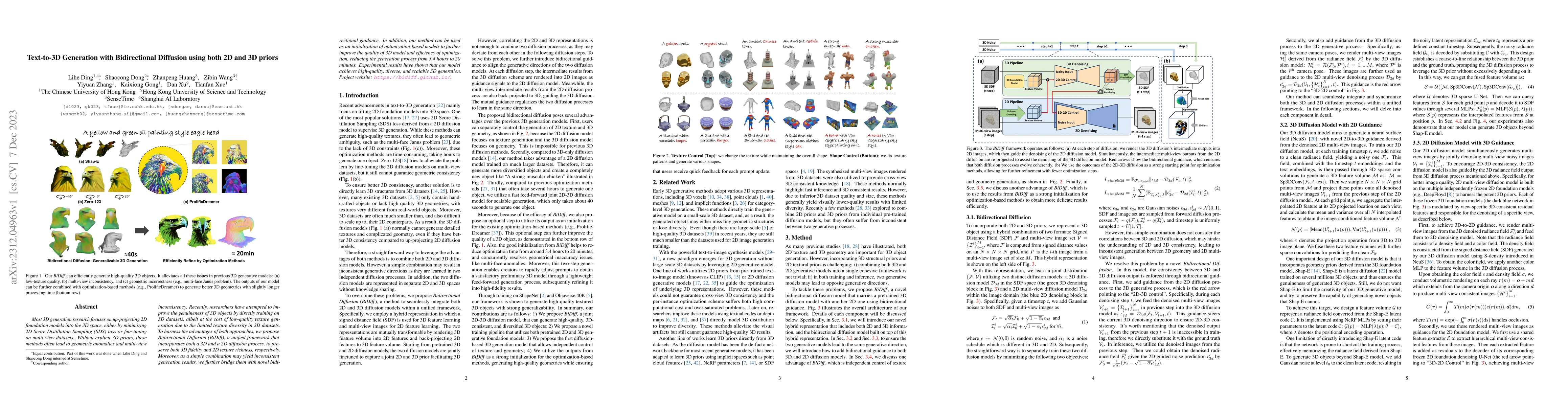 Thumbnail for Text-to-3D Generation with Bidirectional Diffusion using both 2D and 3D
  priors