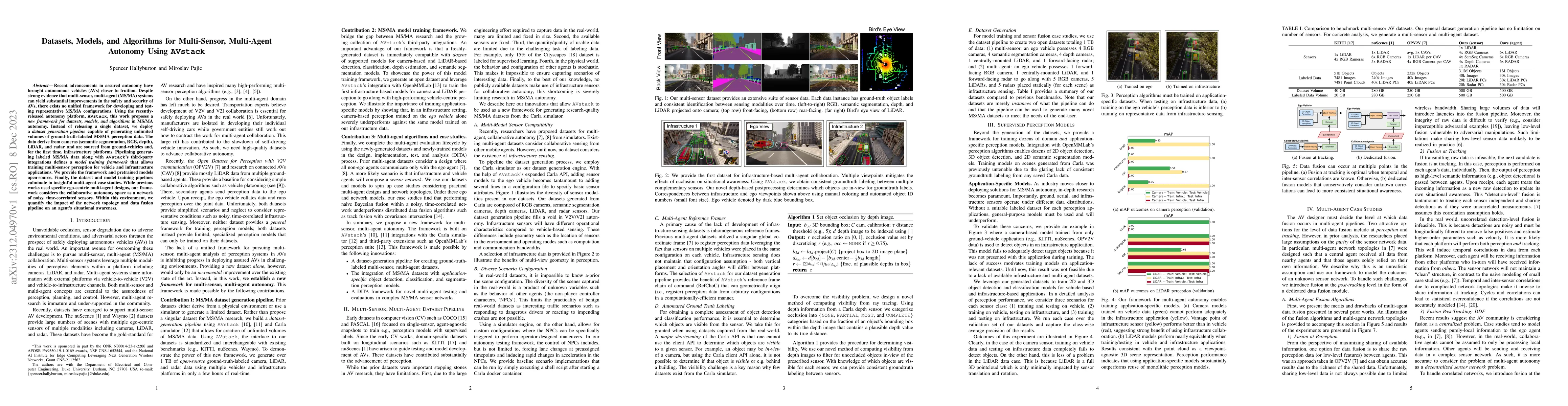 Thumbnail for Datasets, Models, and Algorithms for Multi-Sensor, Multi-agent Autonomy
  Using AVstack