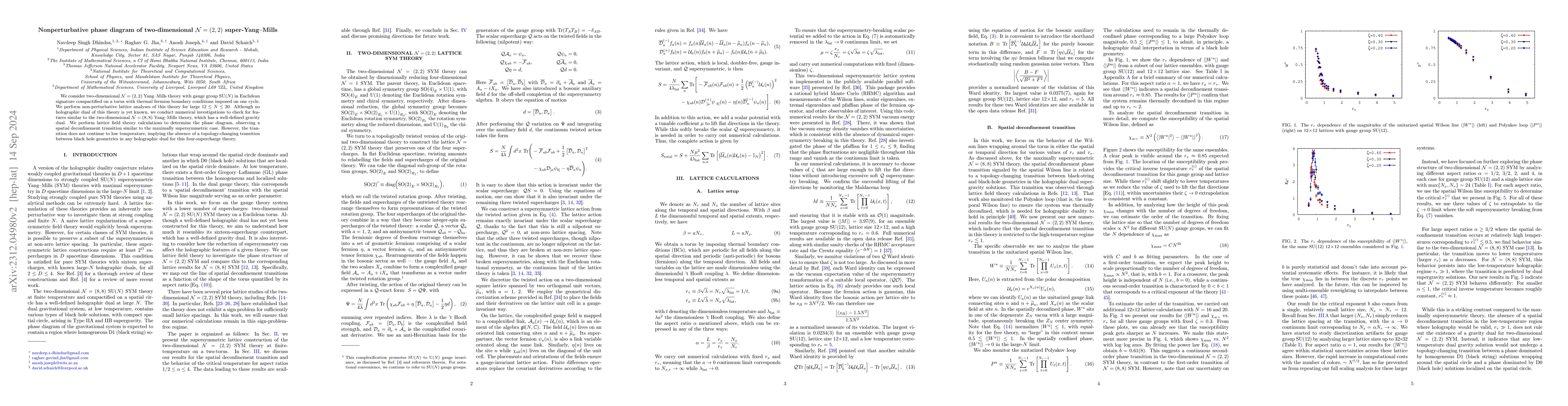 Thumbnail for Phase diagram of two-dimensional SU($N$) super-Yang--Mills theory with
  four supercharges