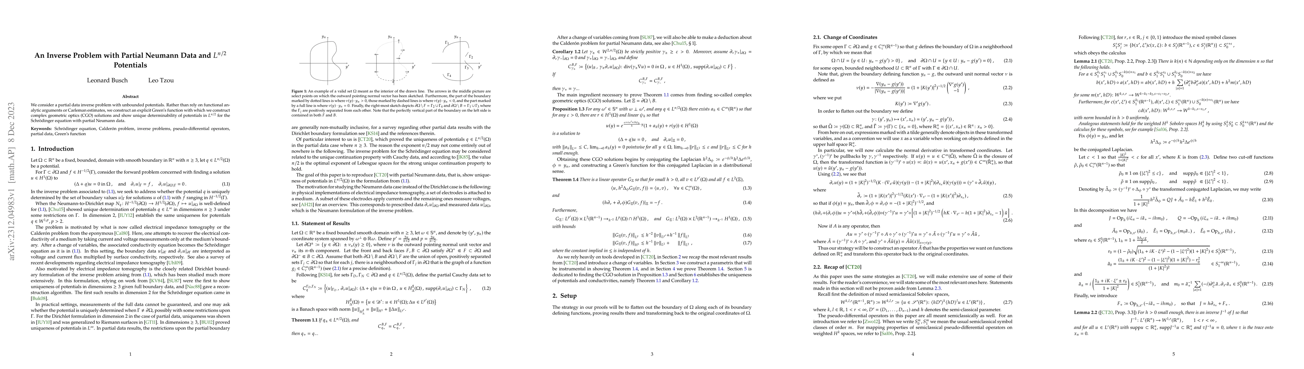 Thumbnail for An Inverse Problem with Partial Neumann Data and $L^{n/2}$ Potentials
